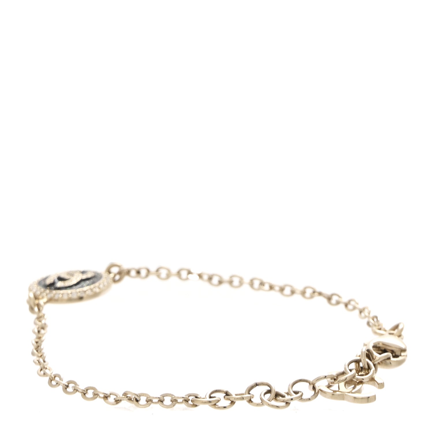 Metal Resin Crystal CC Bracelet Gold Black