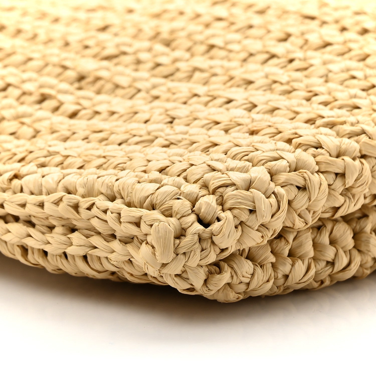 Yarn Raffia Effect Crochet Embroidered Logo Tote Messenger Bag Naturale