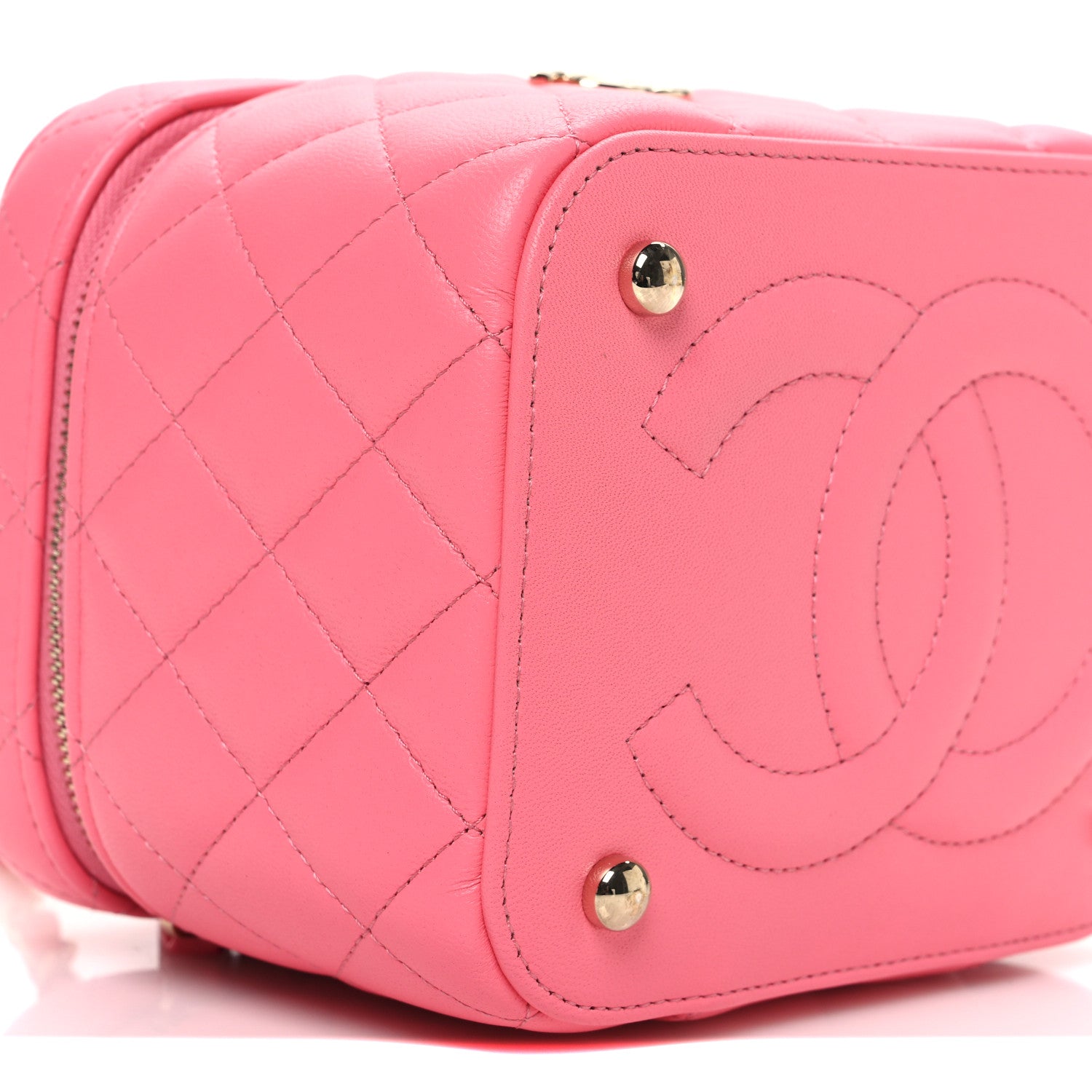 Lambskin Quilted Small CC Vanity Case Pink