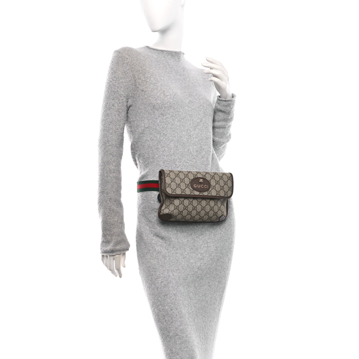 GG Supreme Monogram Neo Vintage Web Belt Bag Brown