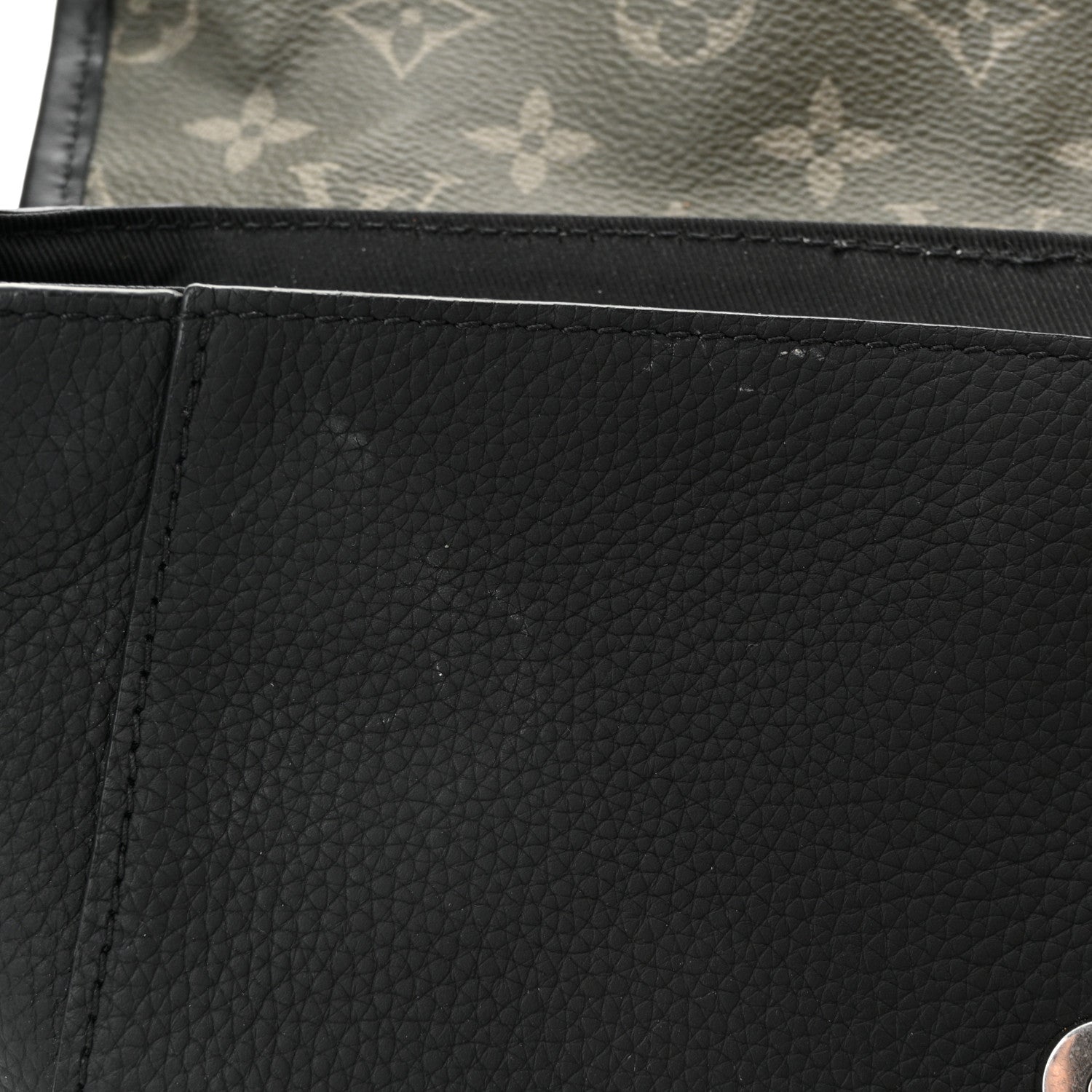 Grained Calfskin Monogram Pulse Messenger Khaki Black