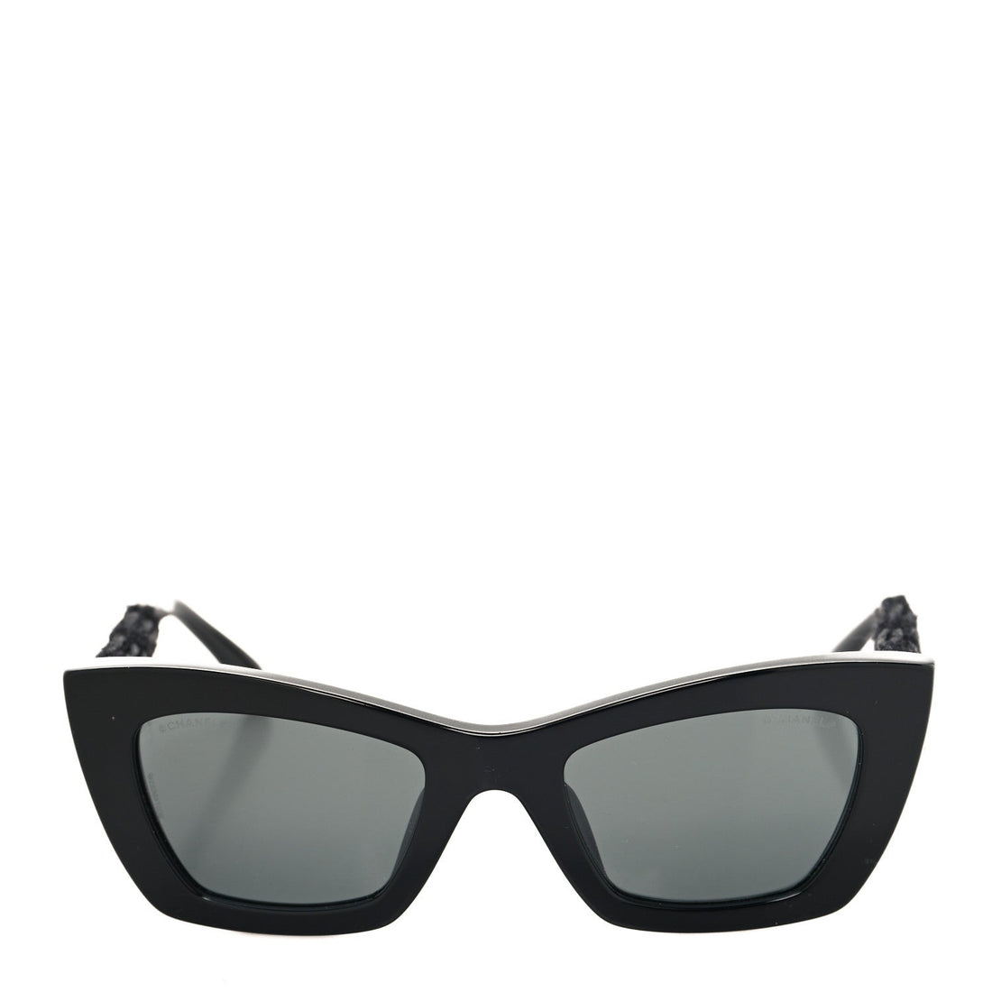 Acetate Tweed CC Cat Eye Sunglasses 71550A Black