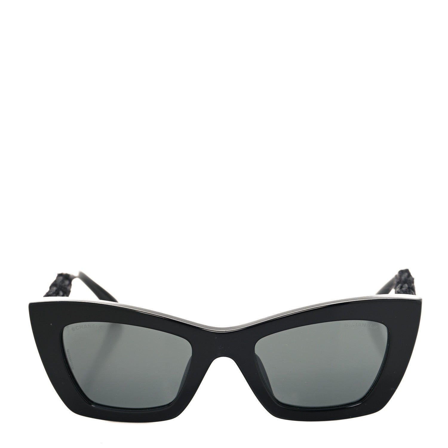 Acetate Tweed CC Cat Eye Sunglasses 71550A Black