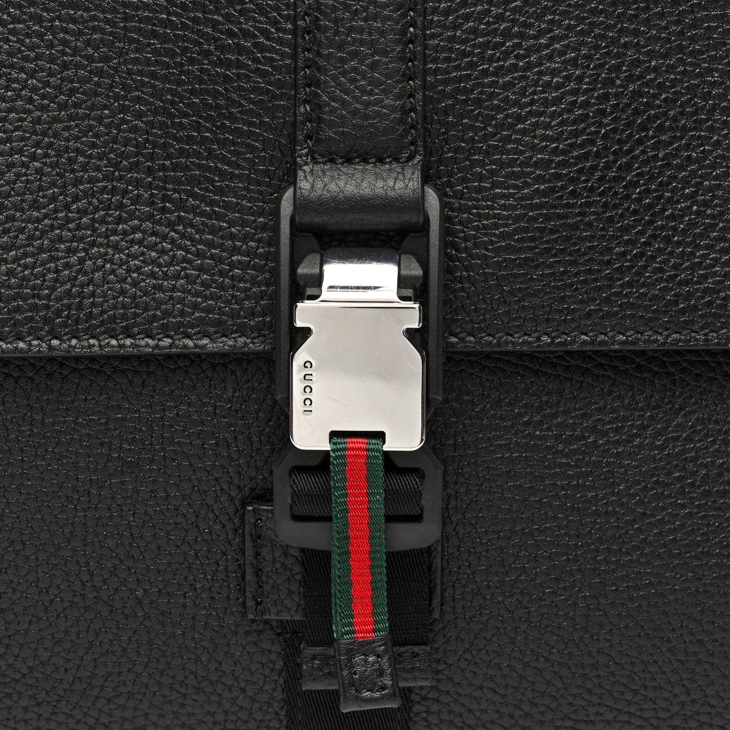 GG Calfskin Web Medium Business Case Black