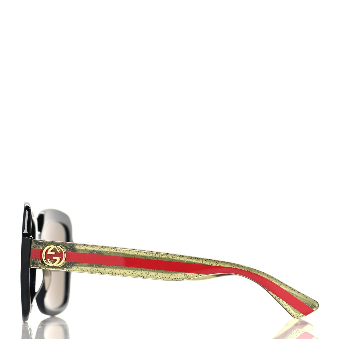 Acetate Square Frame Web Glitter Sunglasses GG0036SN Black Green