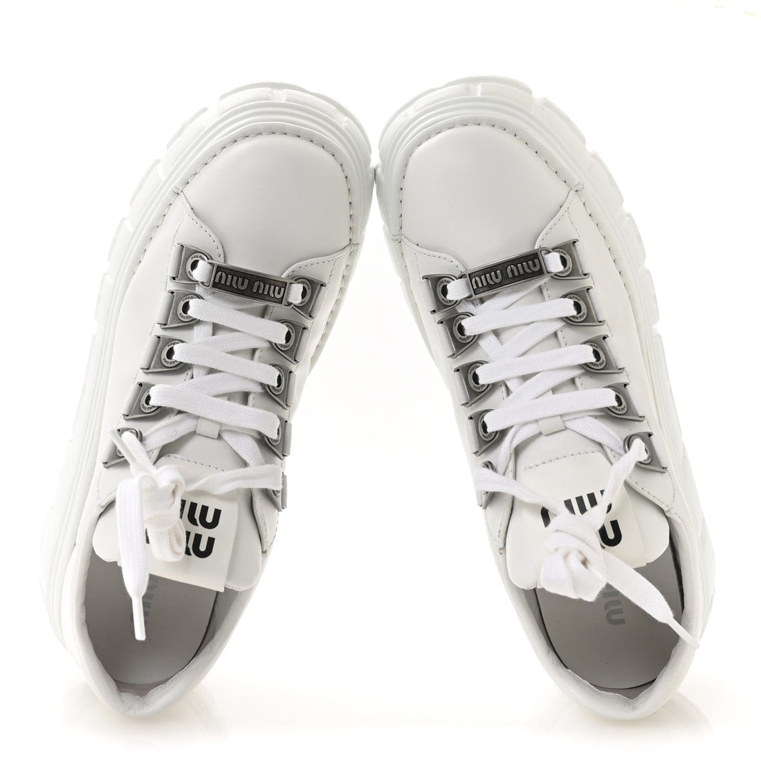 Calfskin Platform Low Top Chunky Sneakers 39.5 White
