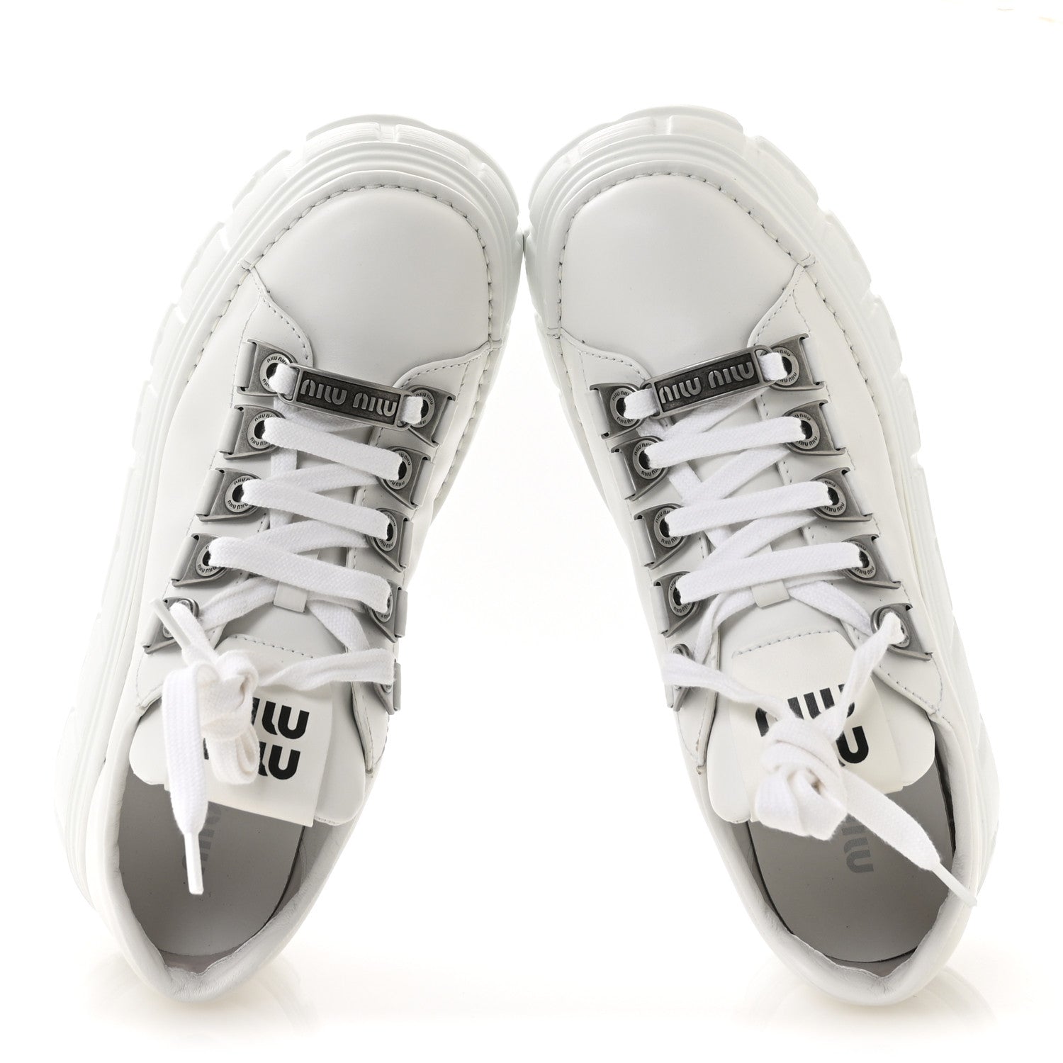 Calfskin Platform Low Top Chunky Sneakers 39.5 White