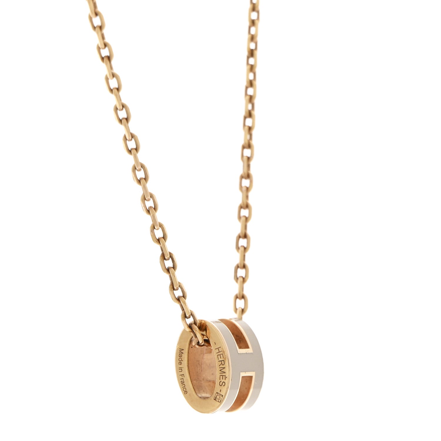 Lacquered Rose Gold Mini Pop H Pendant Necklace Marron Glace