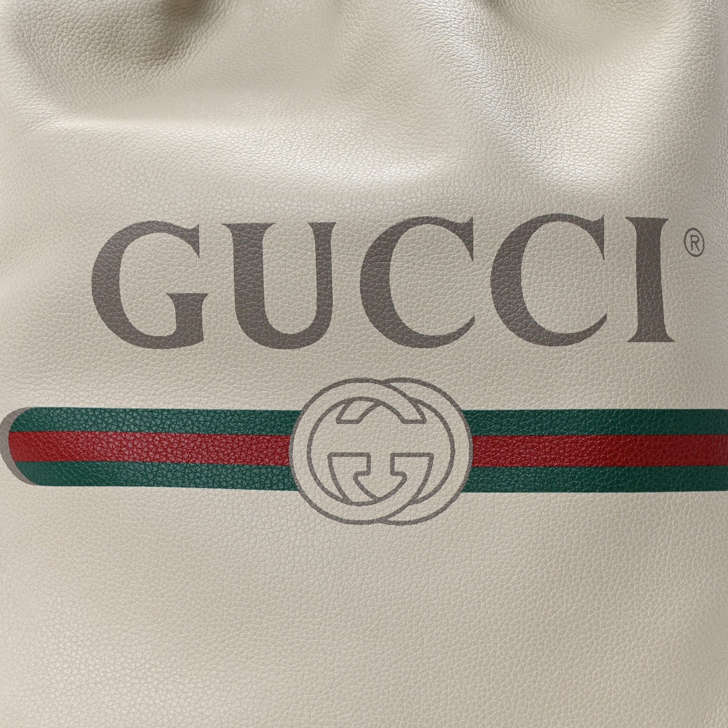 Calfskin Logo Drawstring Backpack Mystic White