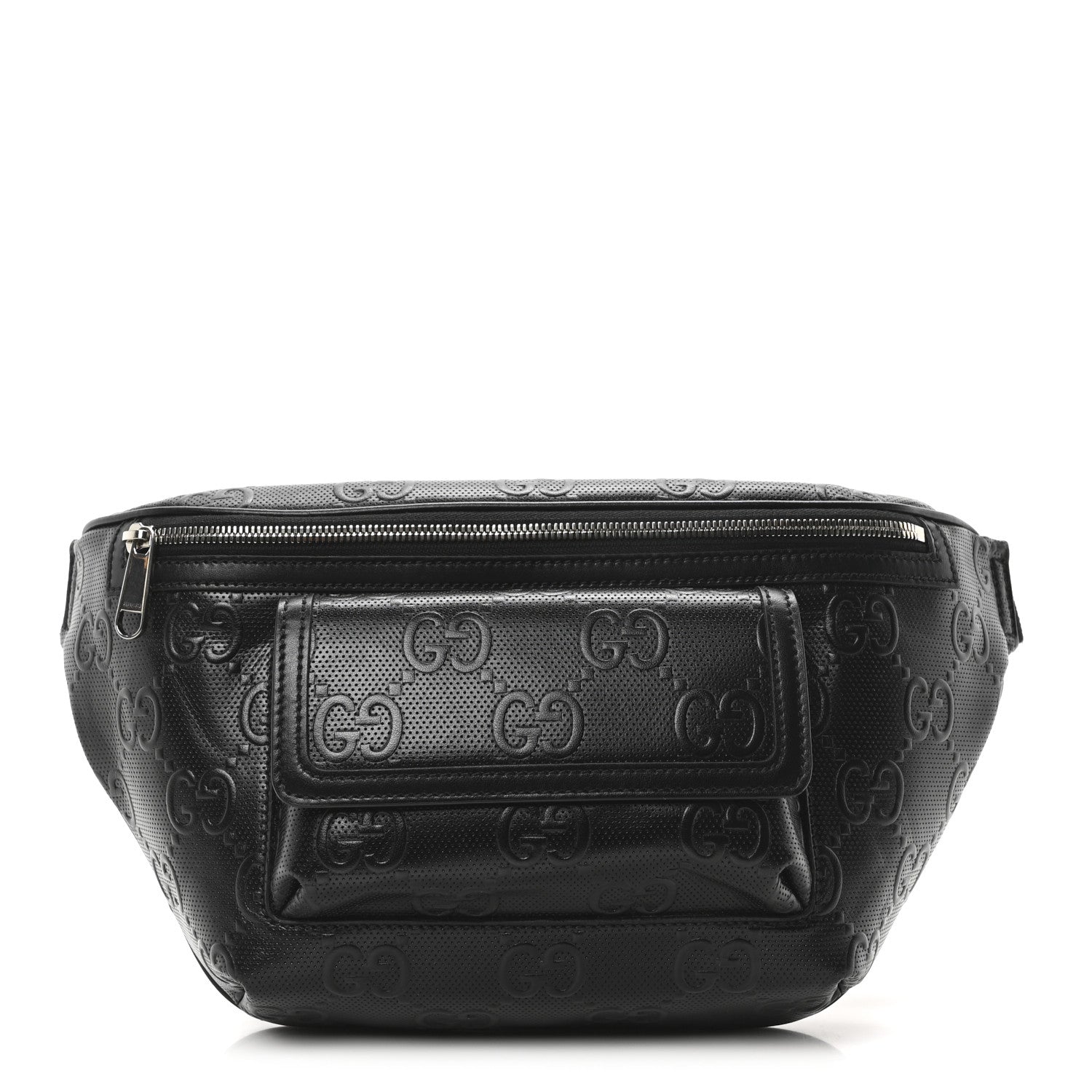Calfskin GG Tennis Embossed Pocket Belt Bag Black