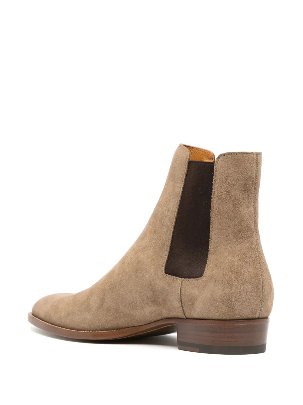 Saint Laurent Wyatt Suede Chelsea Boots Beige Brown