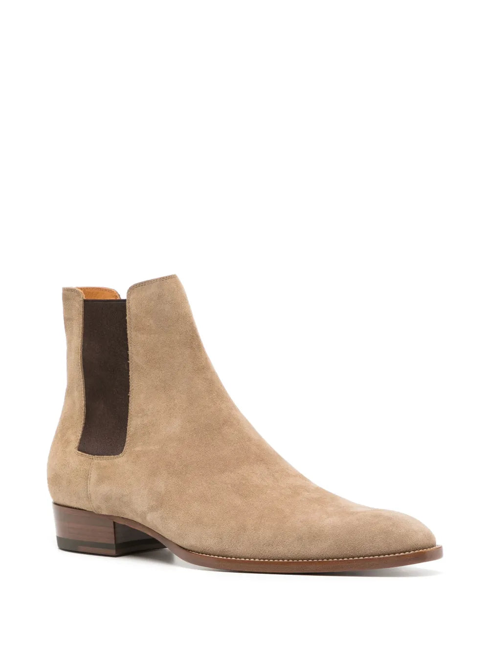 Saint Laurent Wyatt Suede Chelsea Boots Beige Brown