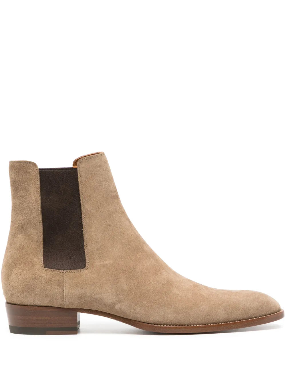 Saint Laurent Wyatt Suede Chelsea Boots Beige Brown