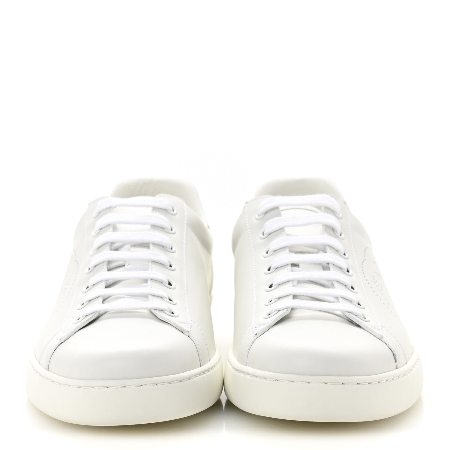 Calfskin Interlocking G Perforated Mens Ace Sneakers 10 White Grey Sky