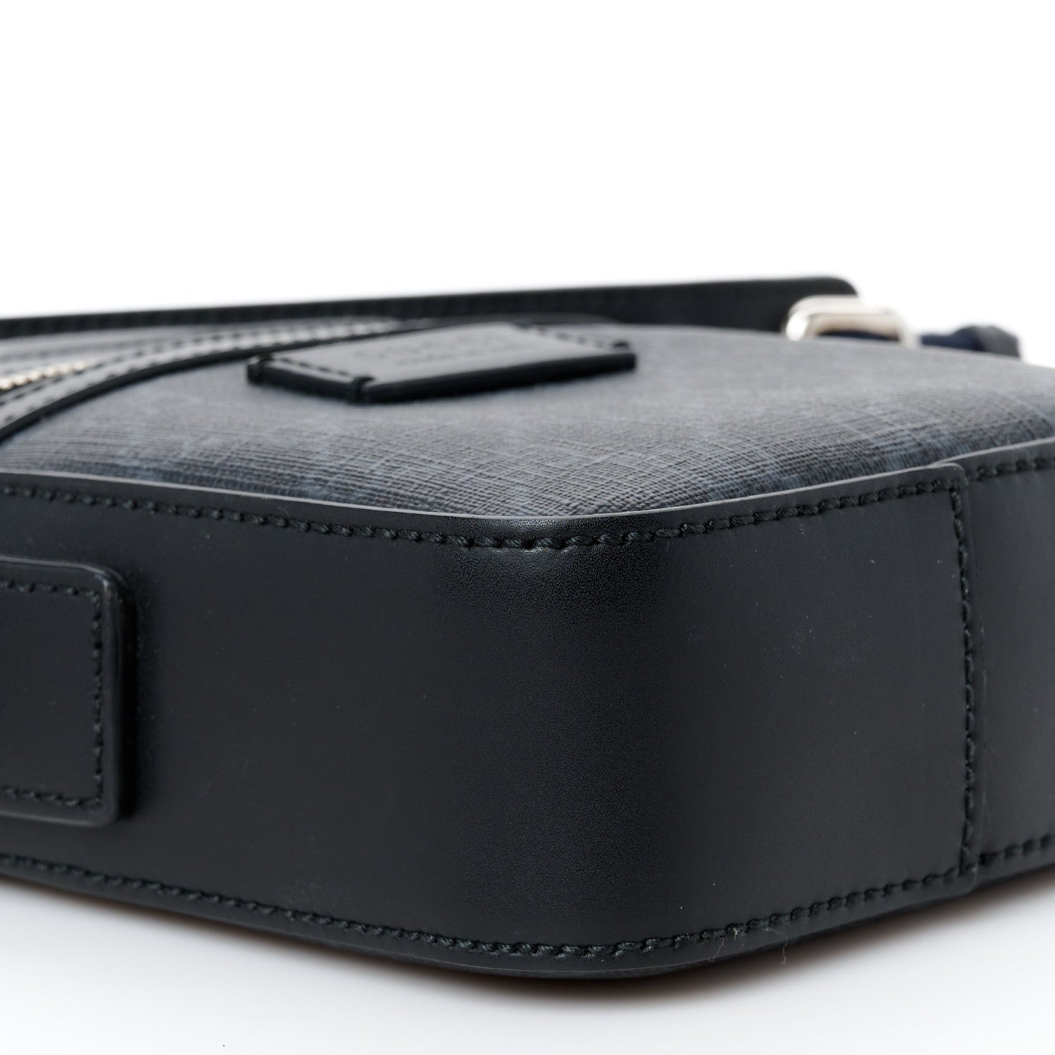 GG Supreme Monogram Appia Calfskin Web Small Camera Messenger Bag Black Grey