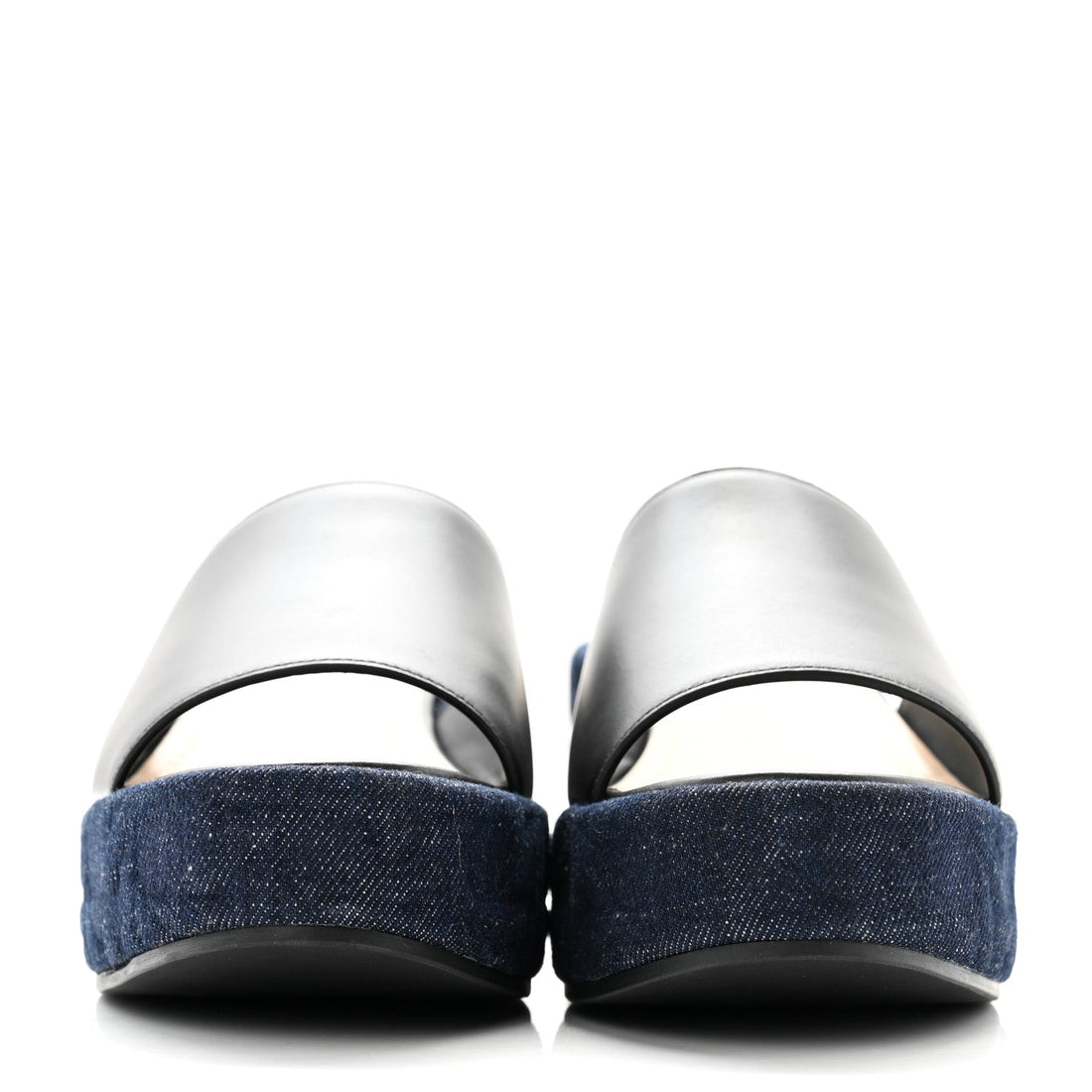 Denim Calfskin Graphic Cannage Attitude Dior Wedge Slide 37.5 Blue