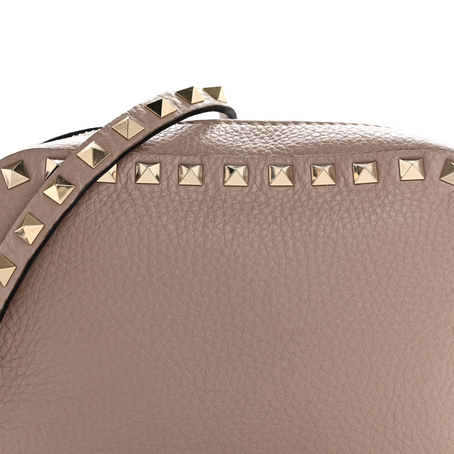 Pebbled Calfskin Rockstud Camera Crossbody Bag Poudre