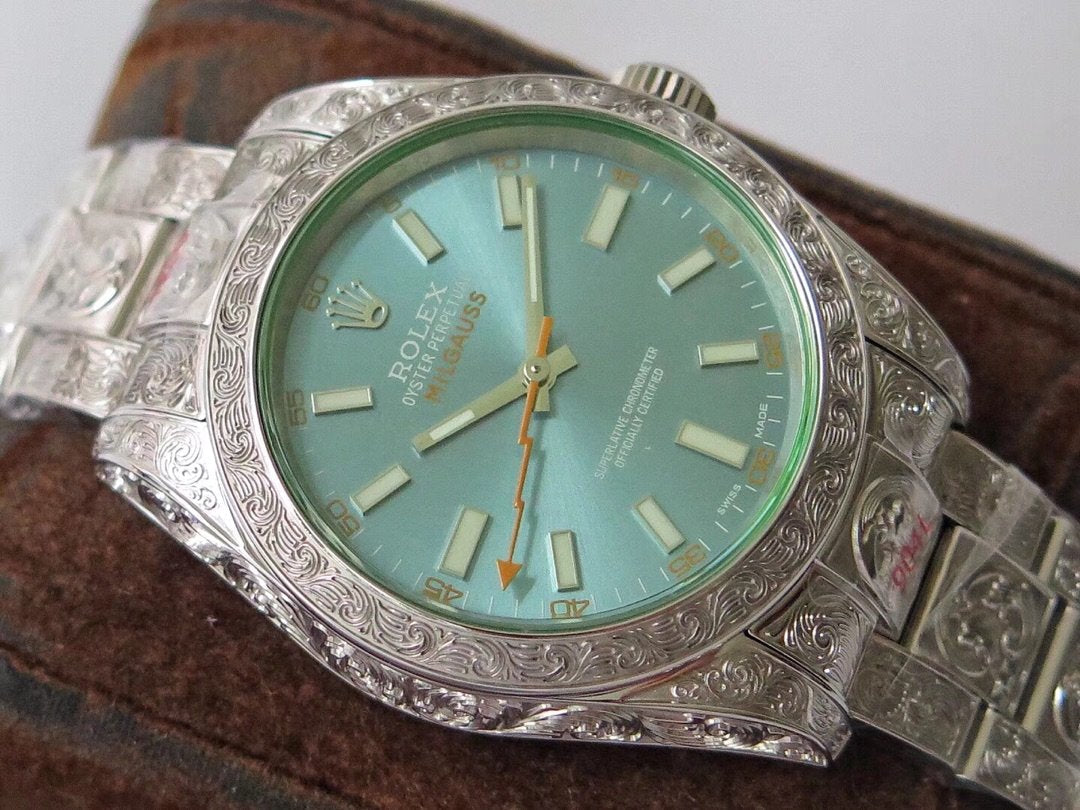 MILGAUSS 40MM STAINLESS STEEL ENGRAVED CASE BLUE DIAL