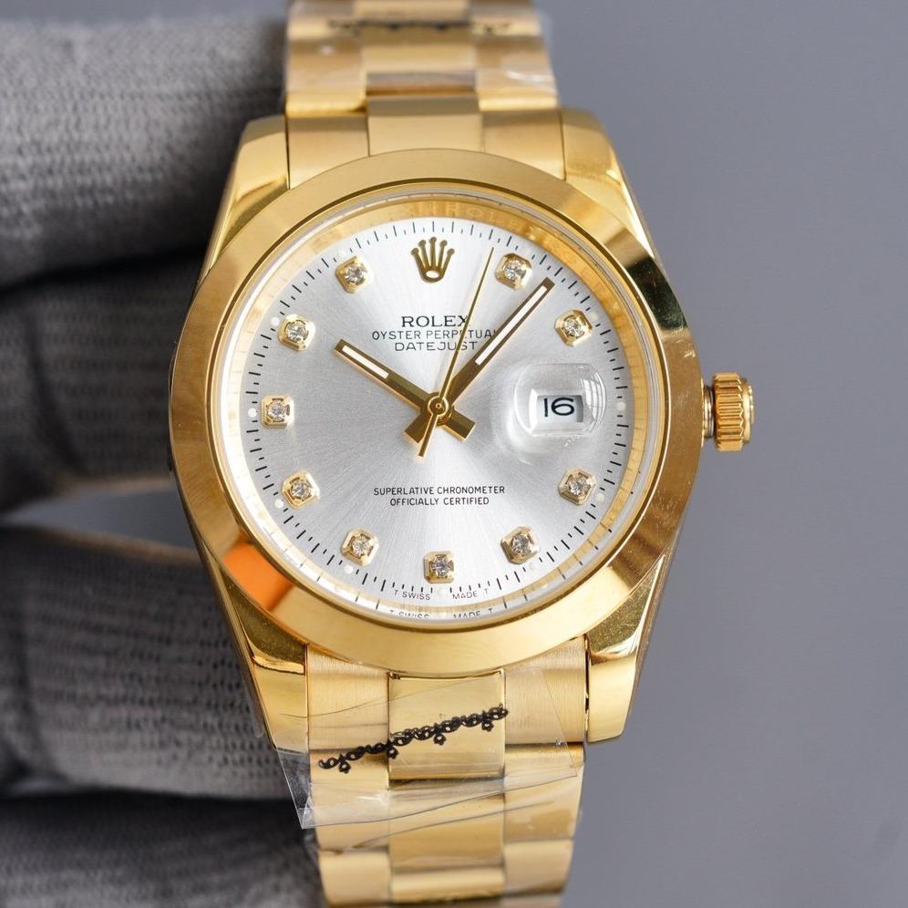 DATEJUST 41MM GOLD SMOOTH BEZEL DIAMOND NUMERALS