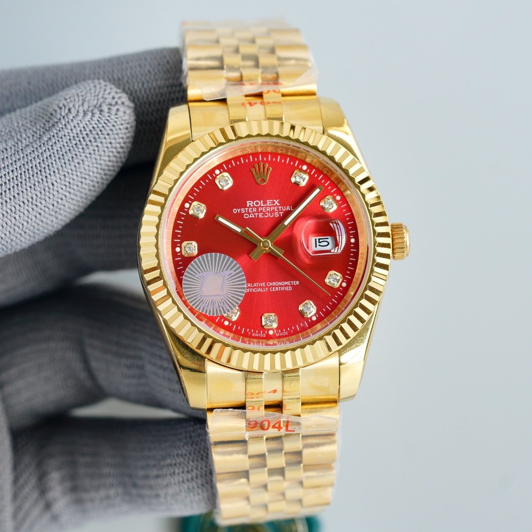 DATEJUST 41MM GOLD RED DIAL JUBILEE BRACELET