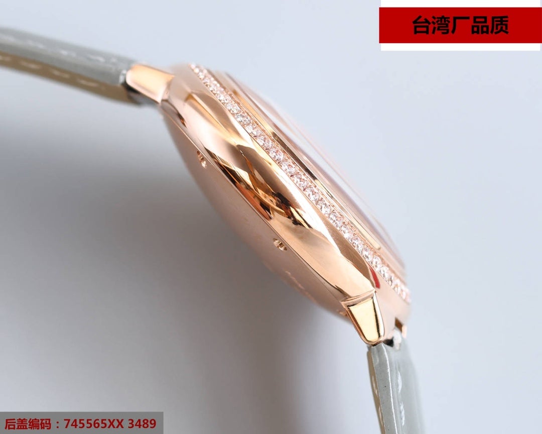 BALLON BLEU 33MM ROSE GOLD GREY LEATHER