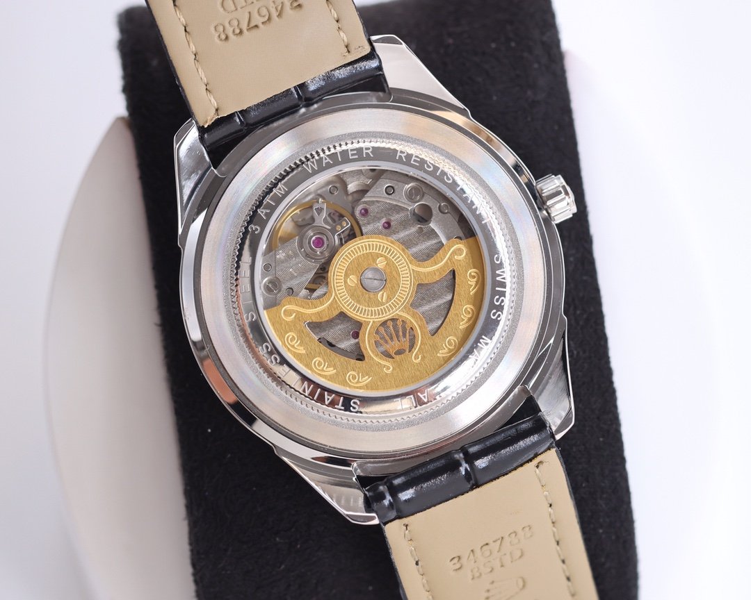 DATEJUST 40MM SMOOTH BEZEL STEEL CASE BLACK LEATHER