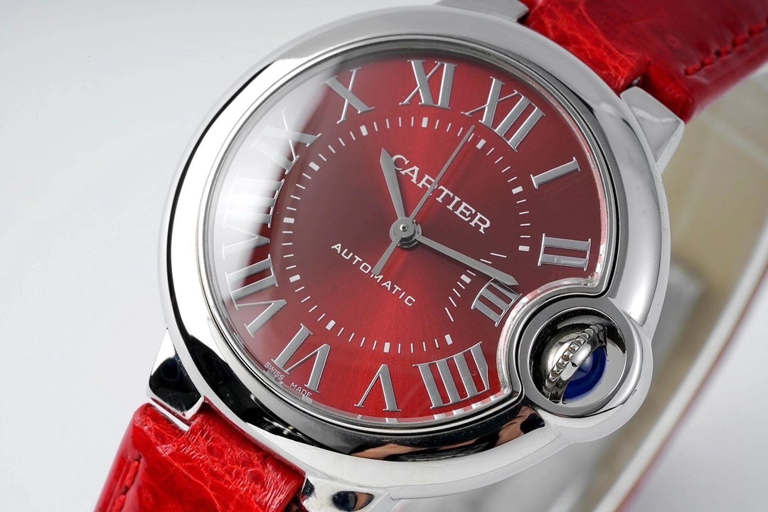 BALLON BLEU 33MM AUTOMATIC RED DIAL LEATHER 2021