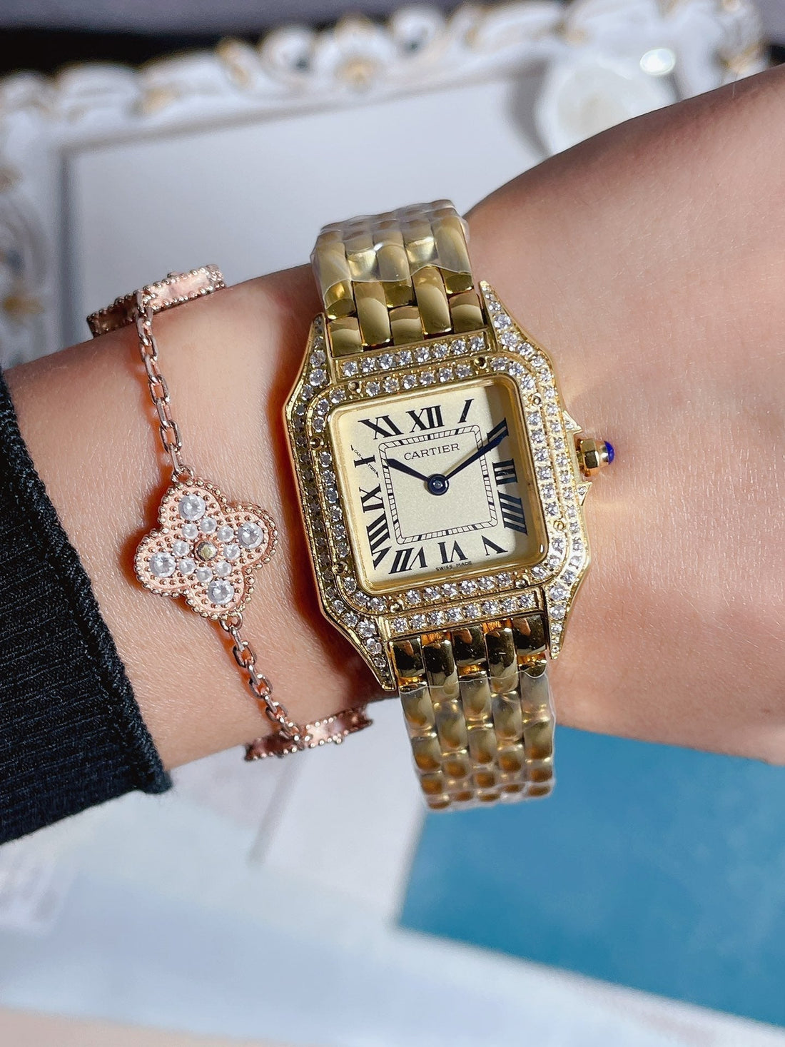 PANTHERE 27MM QUARTZ ROSE GOLD DIAMOND BEZEL