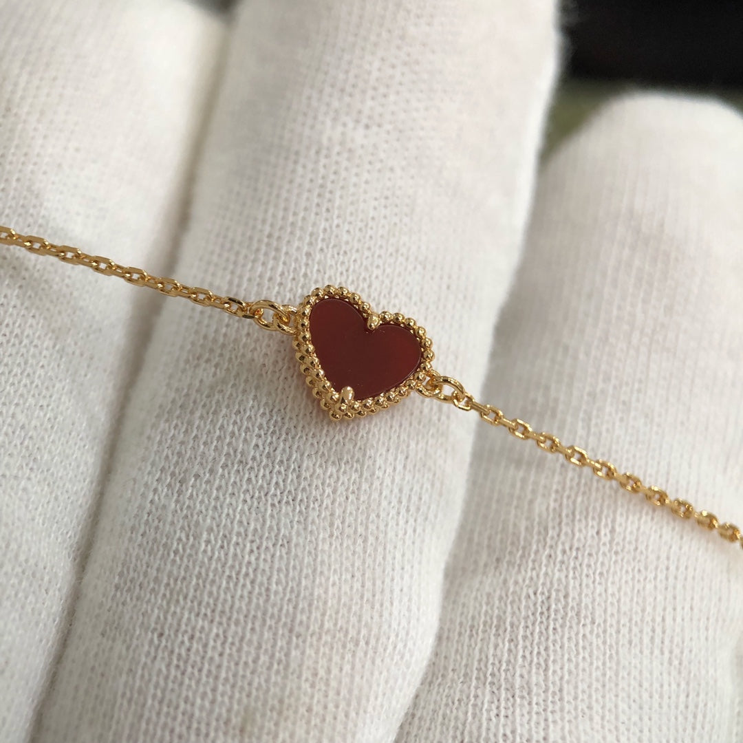 HEART CARNELIAN PINK GOLD NECKLACE
