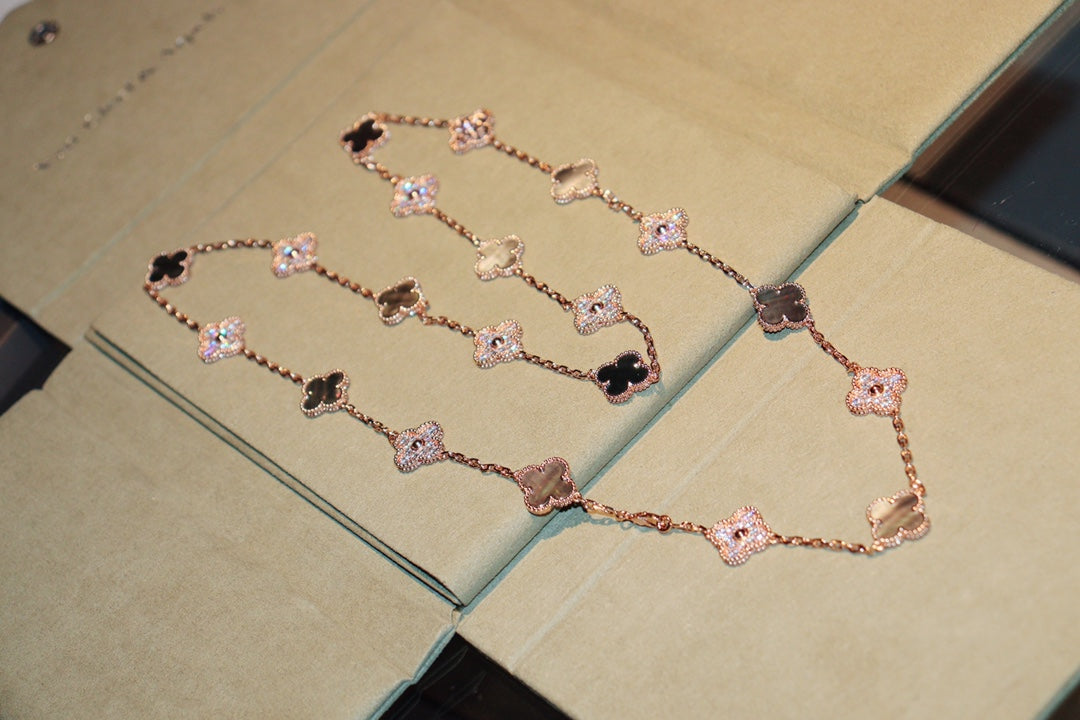 CLOVER 20 MOTIFS DARK MOP DIAMOND PINK GOLD