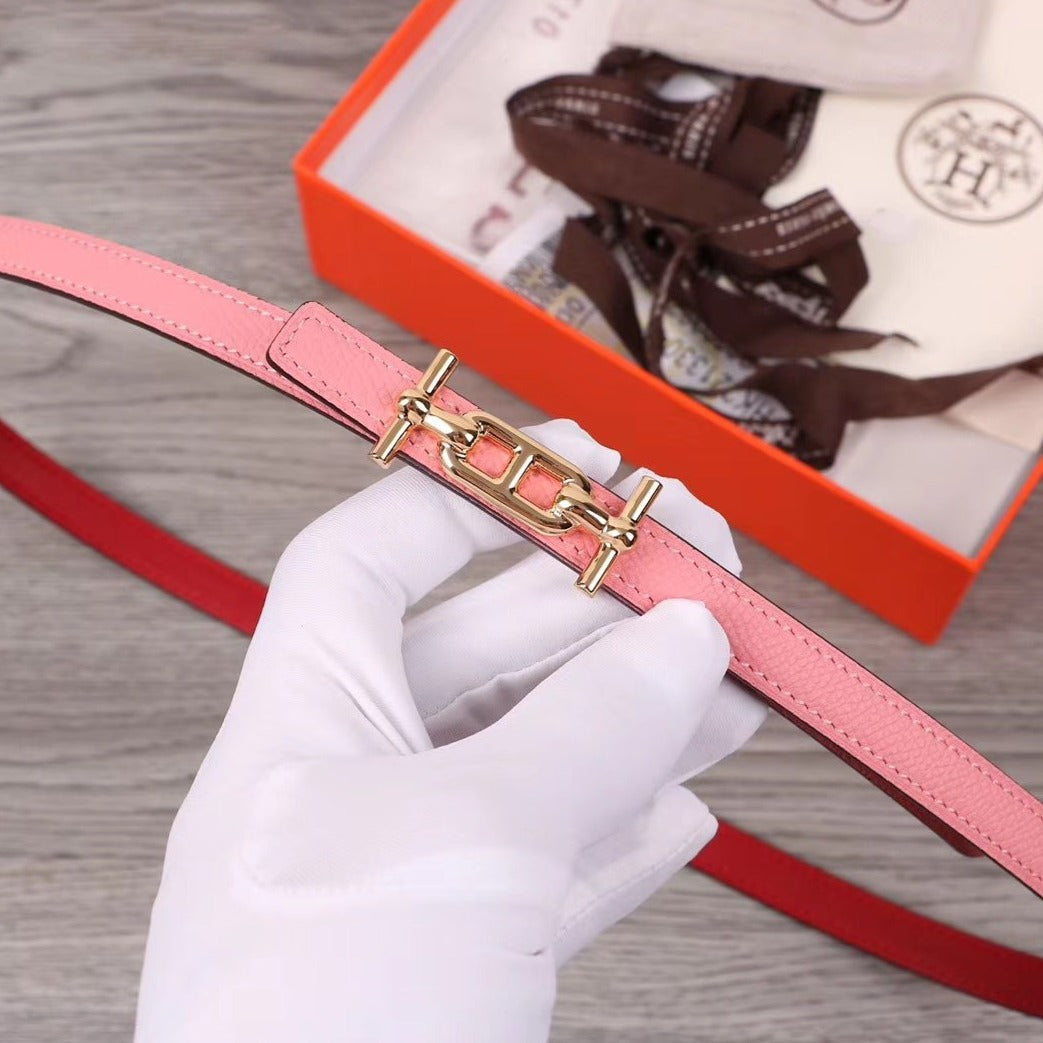 H BELT GOLD BUCKLE IMPORTED FROM ITALY LEATHER 13MM