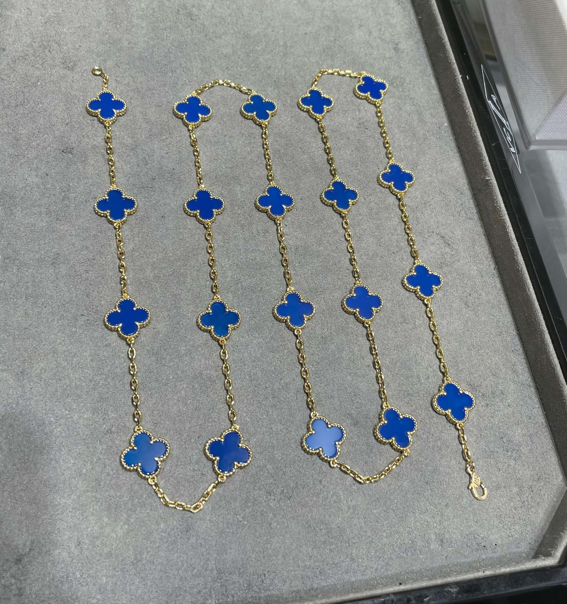 CLOVER 20 MOTIF AGATE 86CM NECKLACE