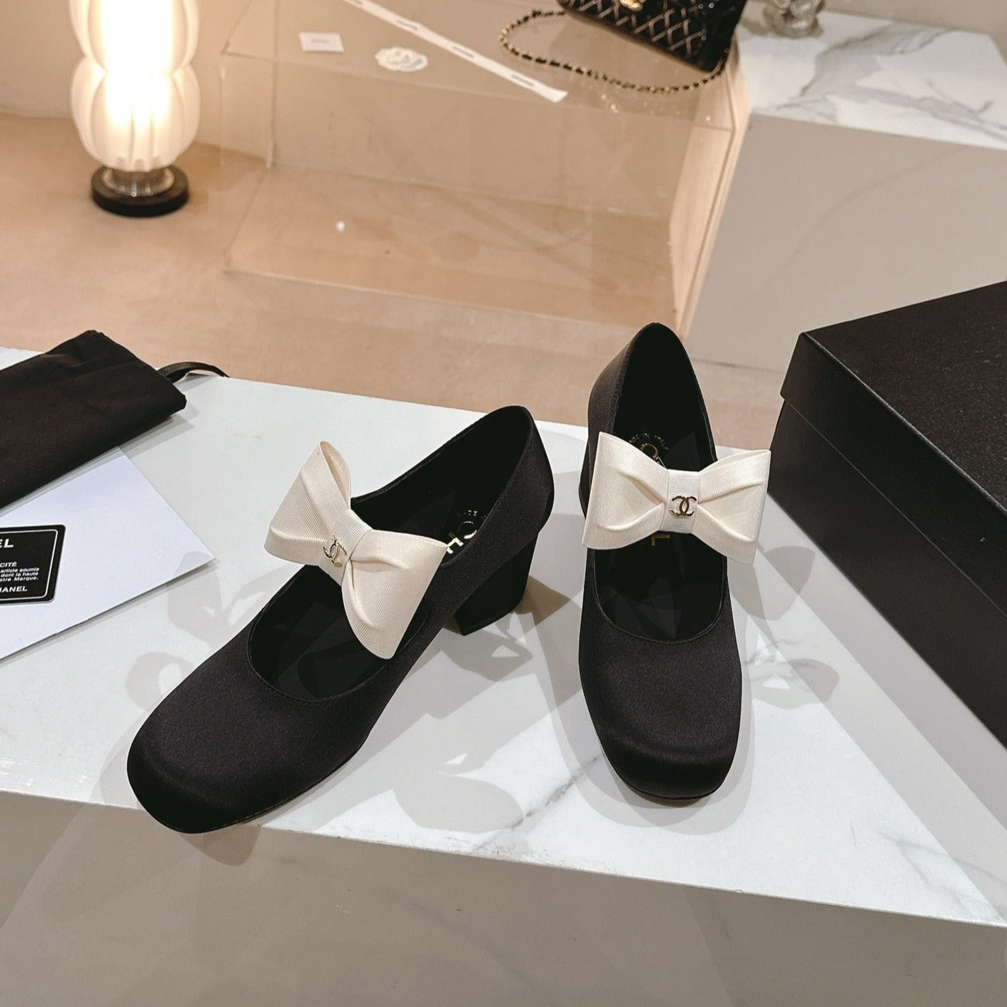 mary janes 60 black patent calfskin silk white bow