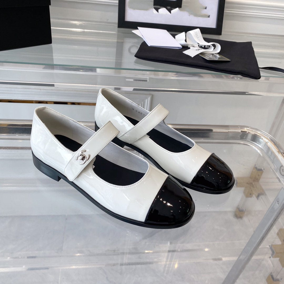 mary janes white black patent calfskin