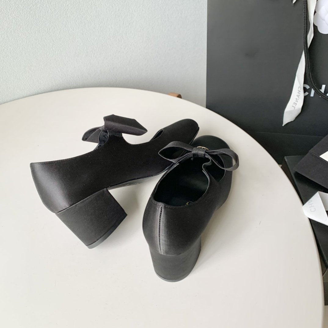 mary jane 60 black calfskin silk bow