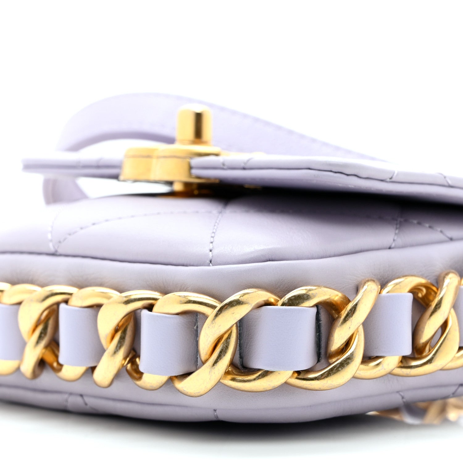 Calfskin Quilted Mini Framing Chain Bag Light Purple