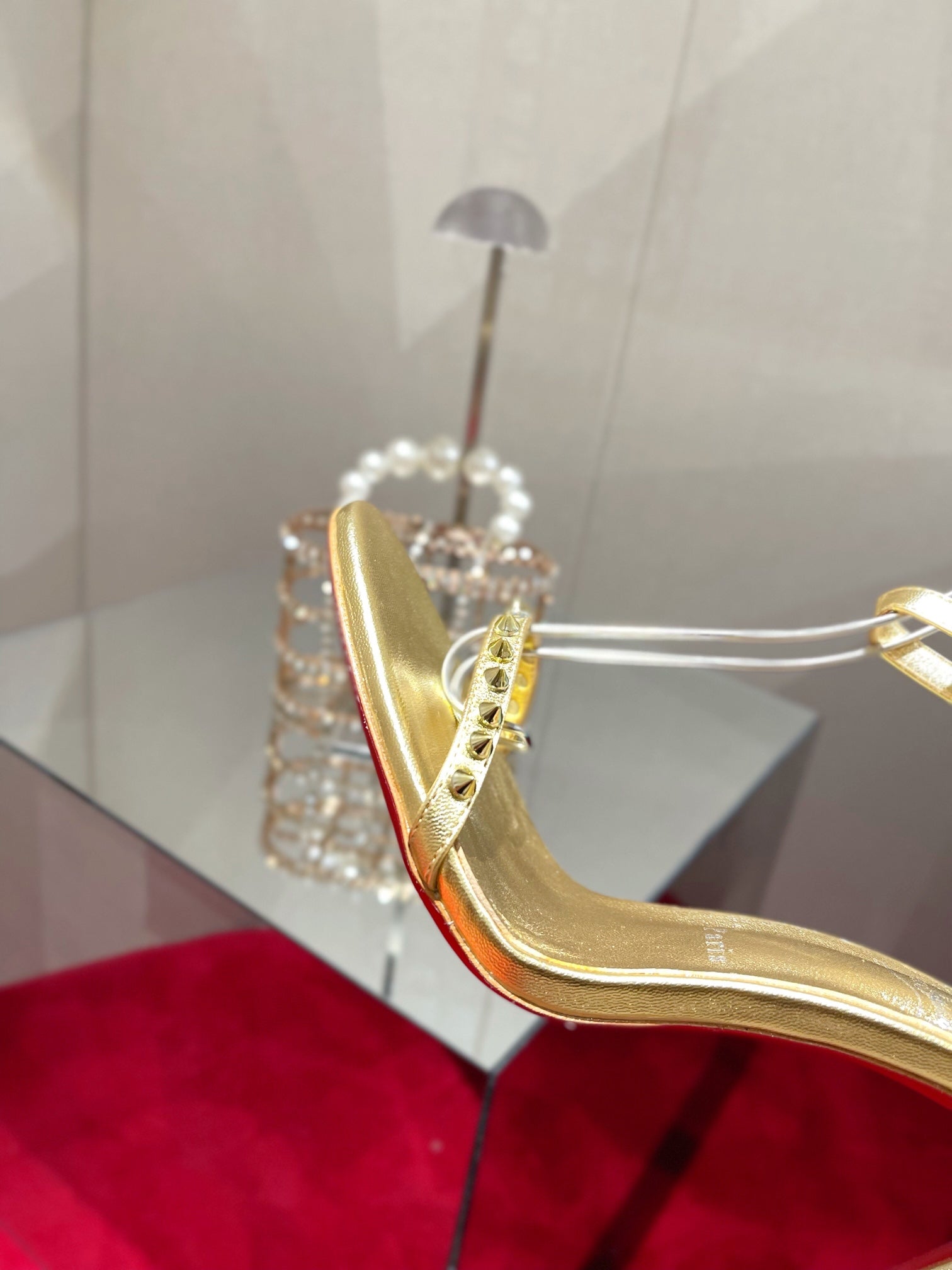 CL Spiked Strap Sandals 100mm Gold Leather 346013