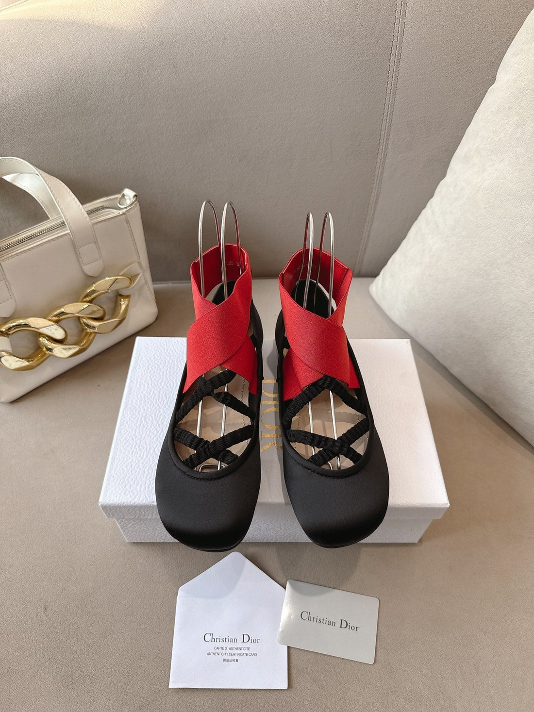 Dior Ballet Shoe Black Red Sheepskin Frabic 174737