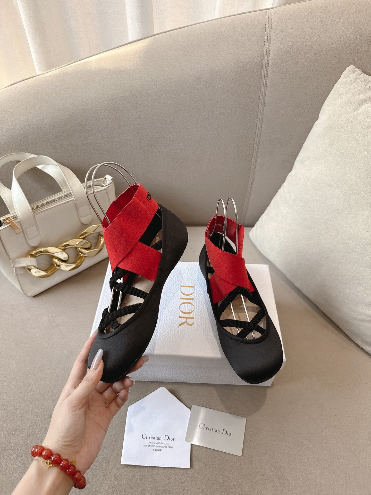 Dior Ballet Shoe Black Red Sheepskin Frabic 174737