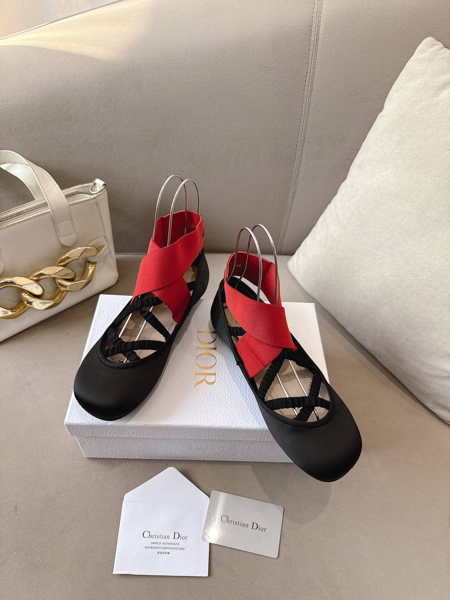 Dior Ballet Shoe Black Red Sheepskin Frabic 174737