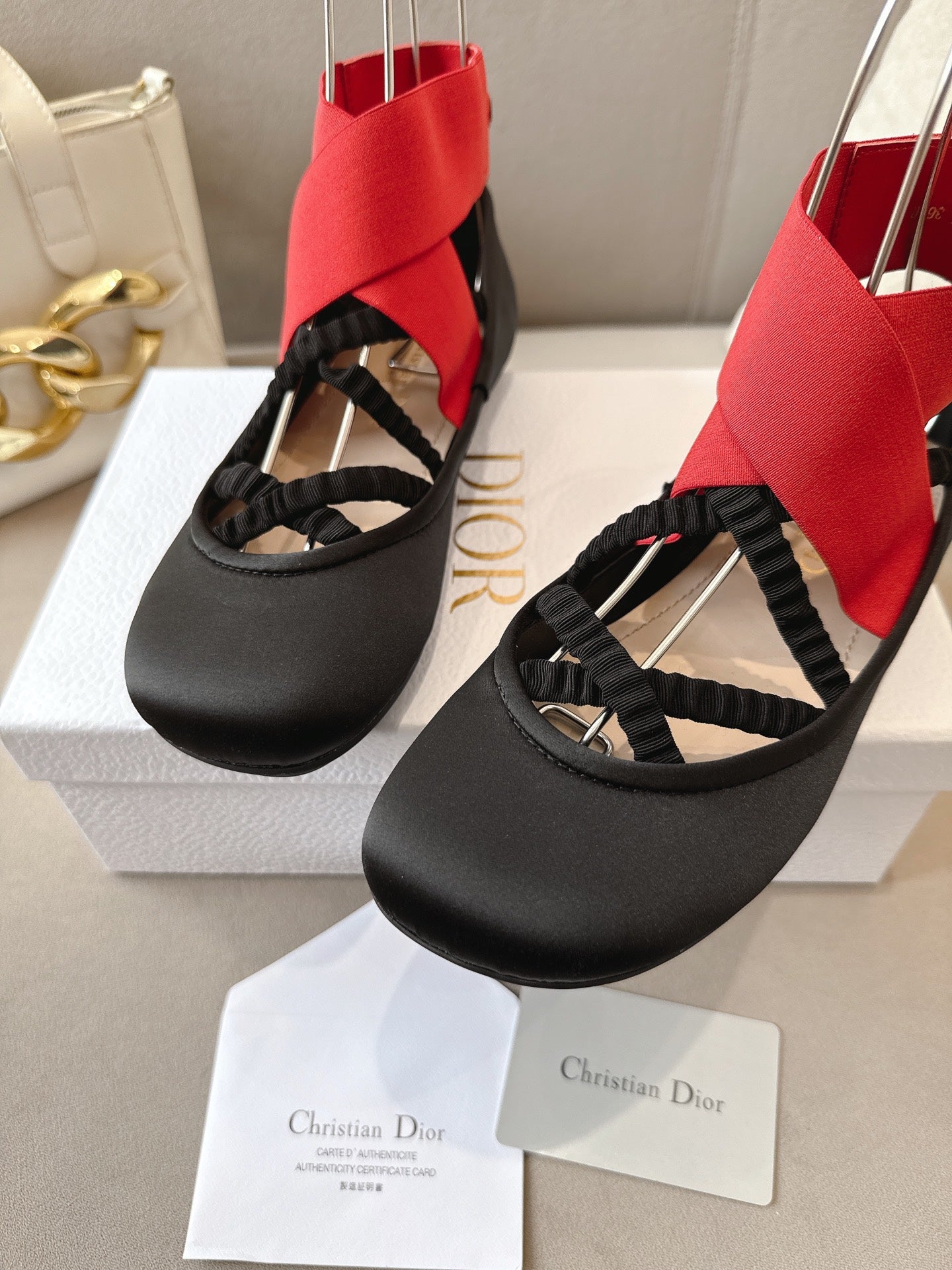 Dior Ballet Shoe Black Red Sheepskin Frabic 174737