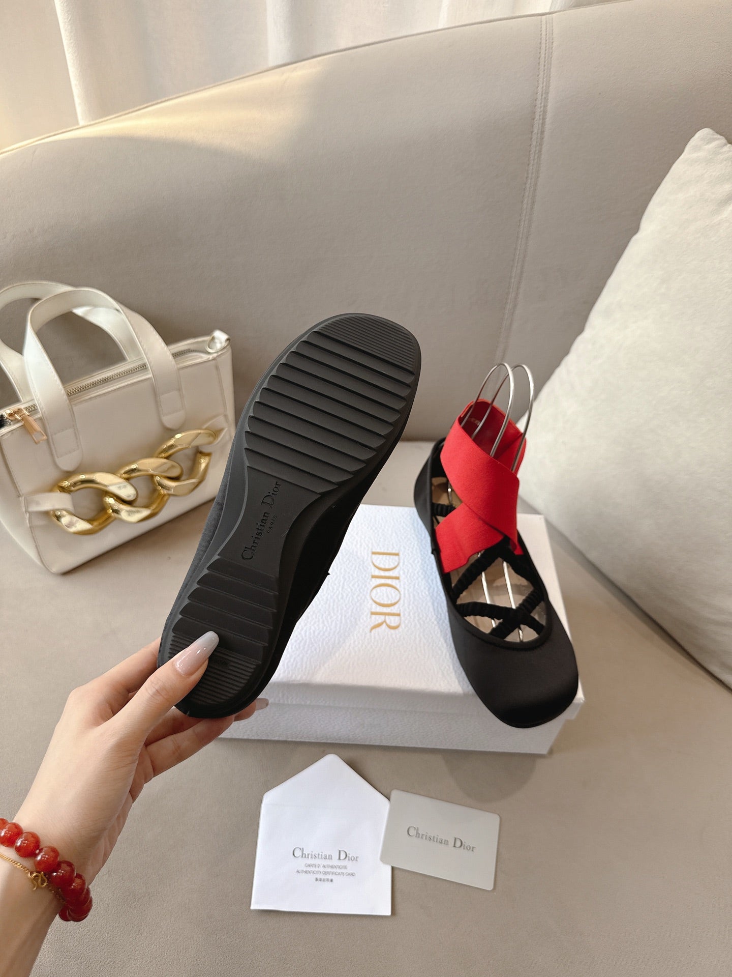 Dior Ballet Shoe Black Red Sheepskin Frabic 174737