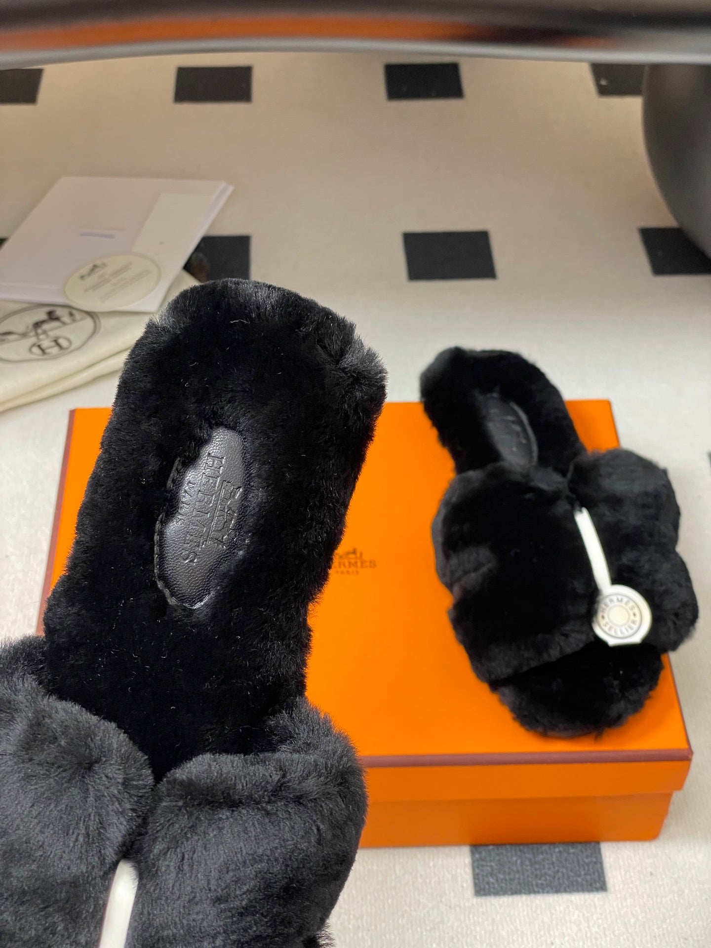 Hermes Oran Sandal Black Wool 173400