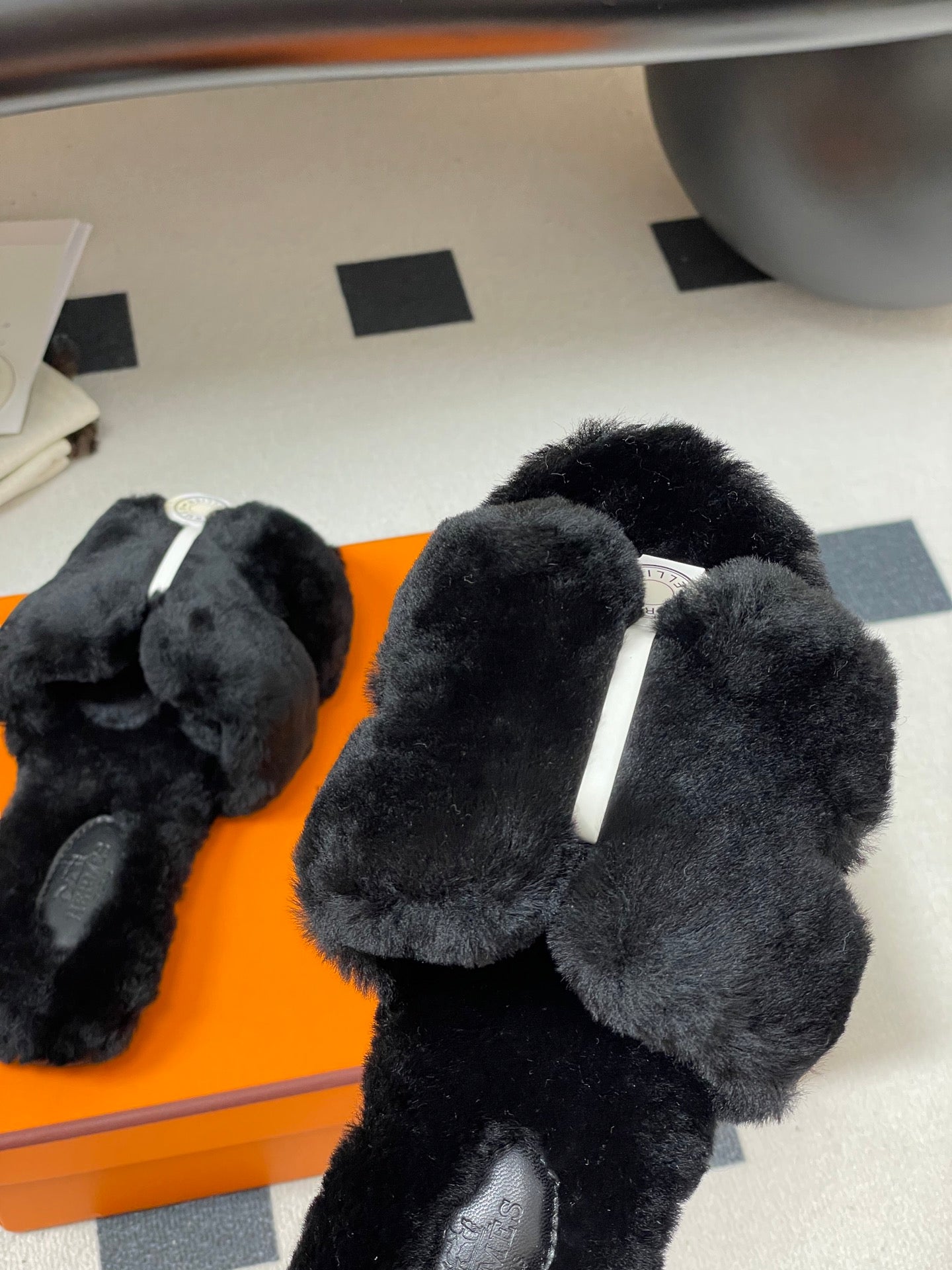 Hermes Oran Sandal Black Wool 173400