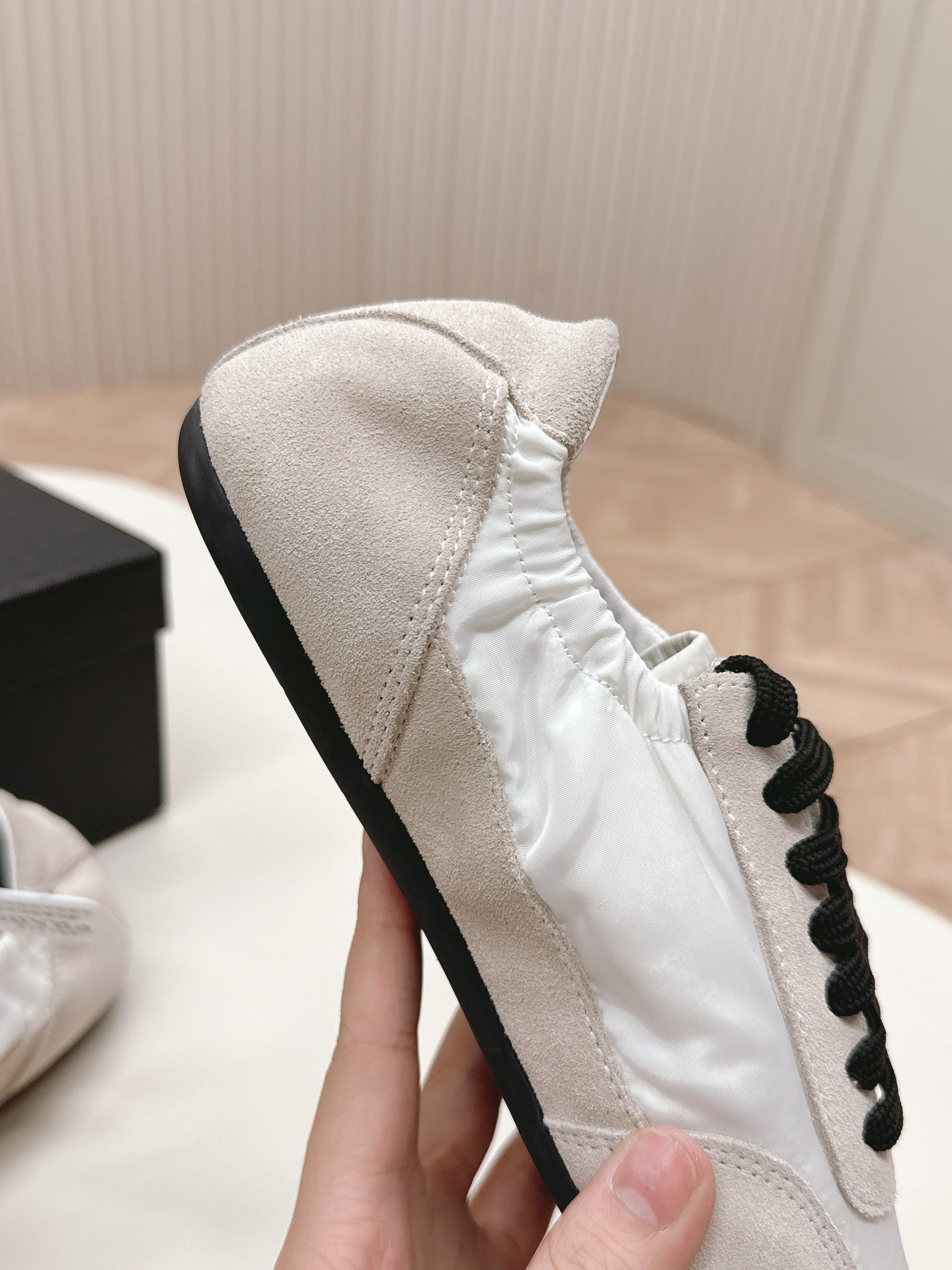 Prada Collapse Stretch Sneakers White mix Gray Recycled Nylon and Suede  154632