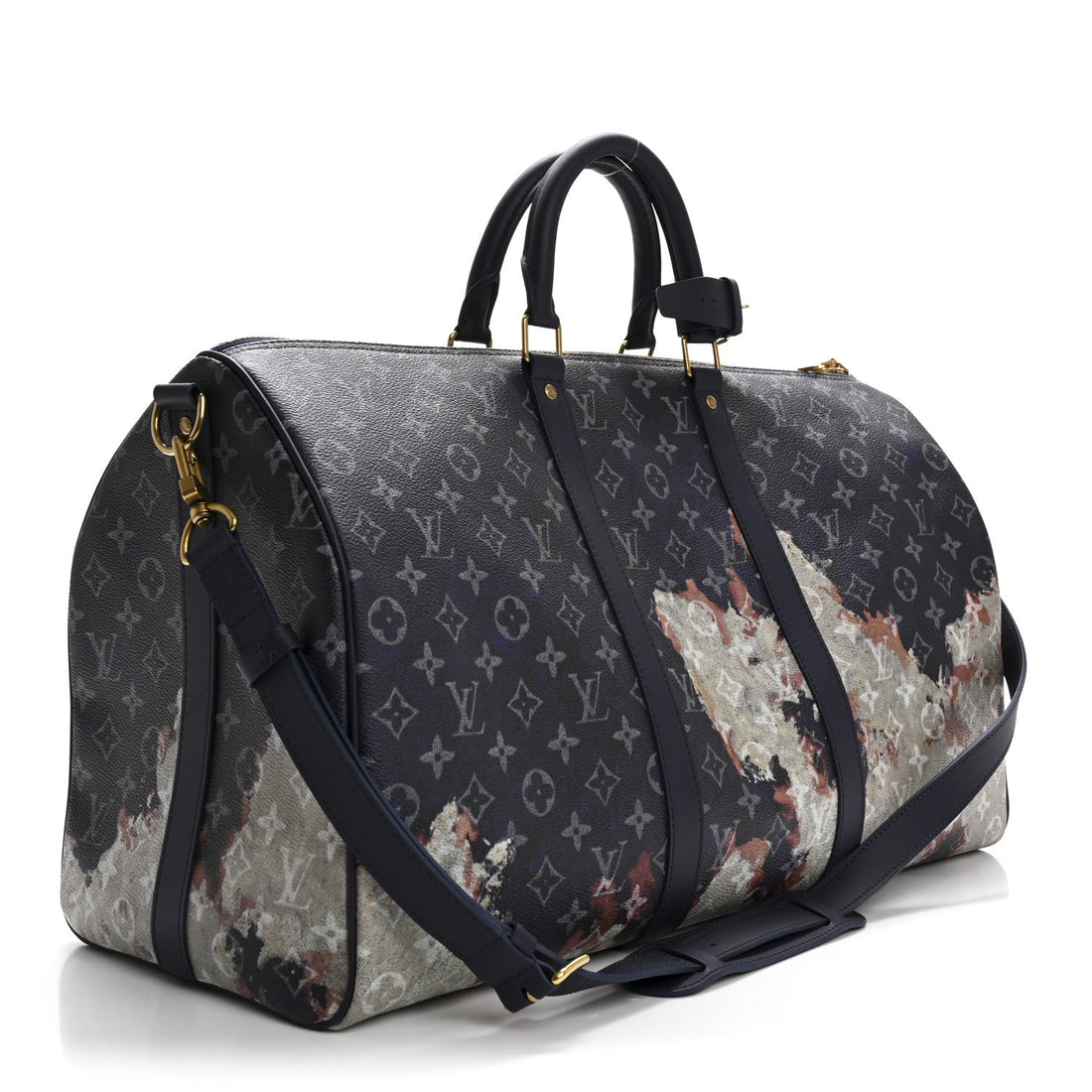 Monogram Bleach Keepall Bandouliere 50 Ink Blue