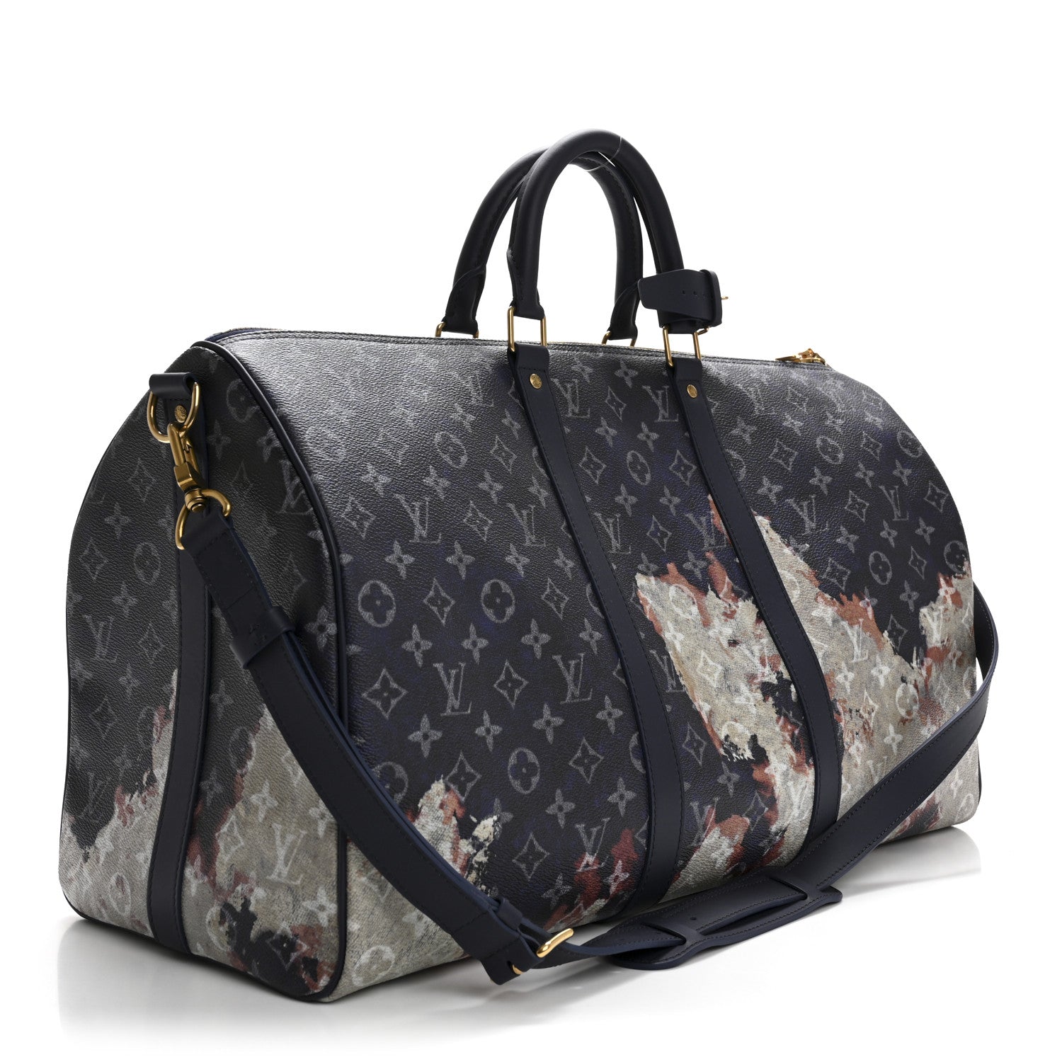 Monogram Bleach Keepall Bandouliere 50 Ink Blue