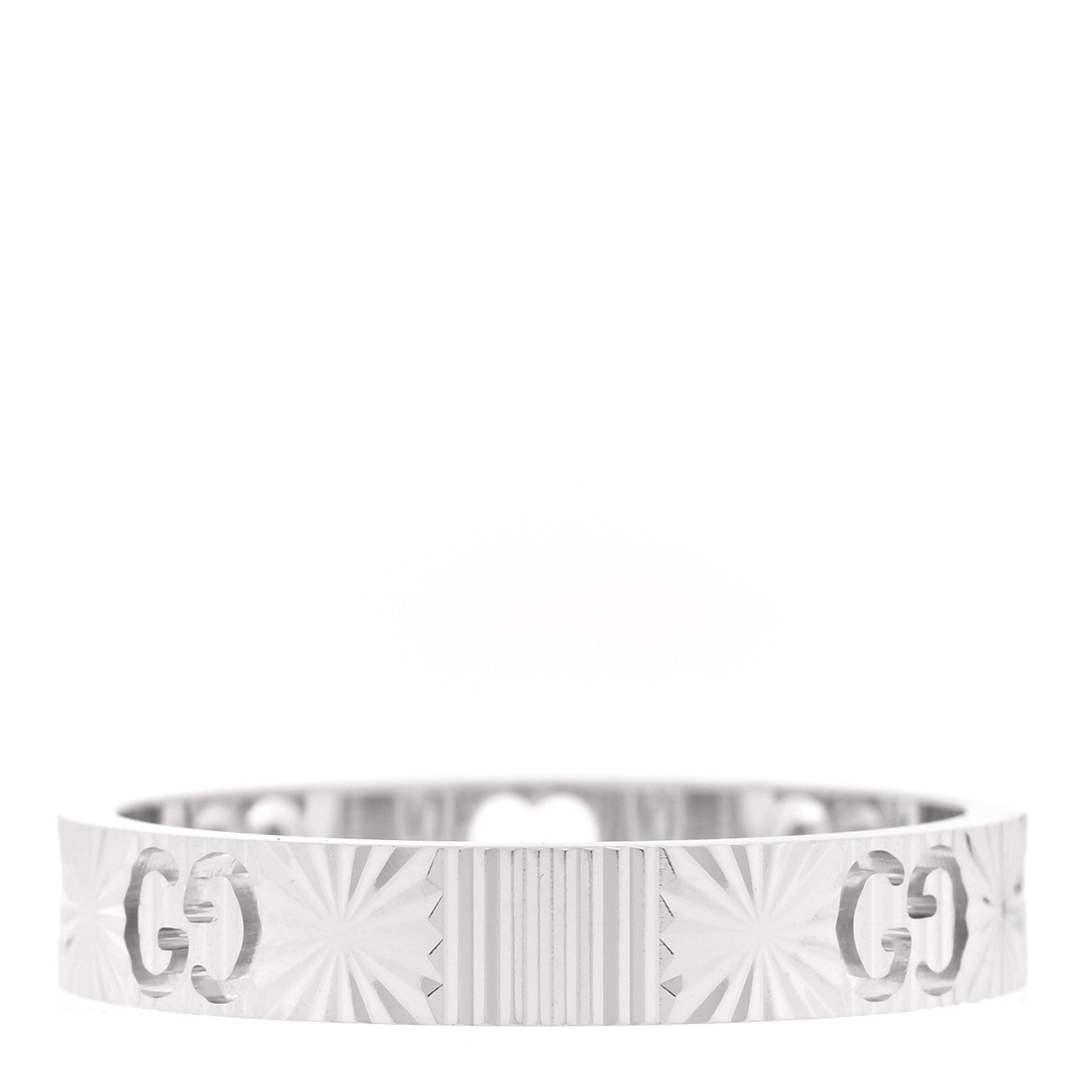 18K White Gold Icon Heart Band Ring 61 9.5