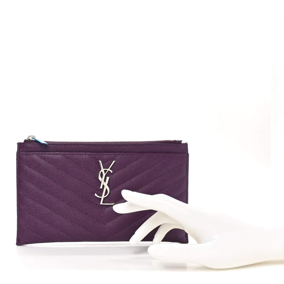 Grain De Poudre Matelasse Chevron Monogram Bill Pouch Amaranto