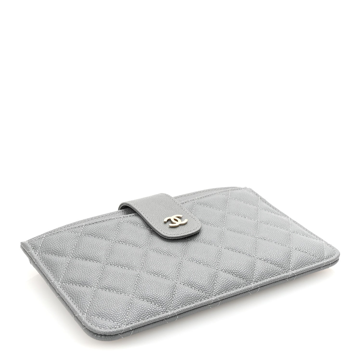 Caviar Quilted Classic Strap Pouch Grey